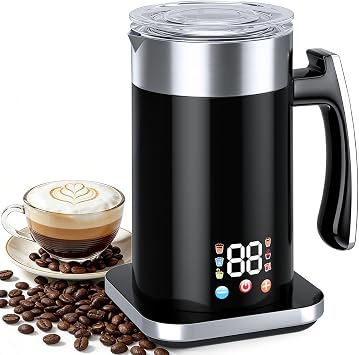 Milk Frother, Milk Frother Electric, Coffee Frother, Frother, Milk Steamer, Hot Chocolate Maker, Black
