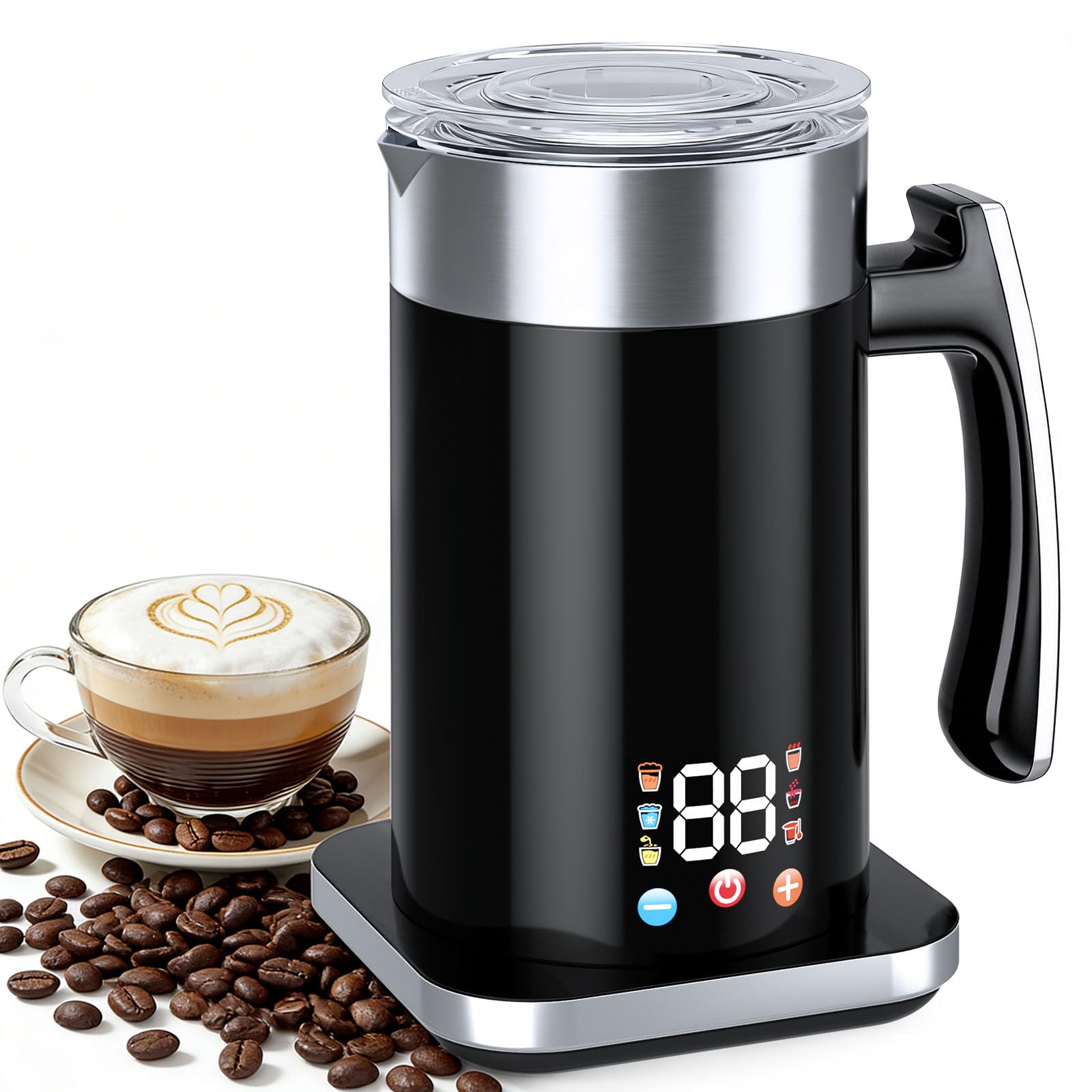 Milk Frother, Milk Frother Electric, Coffee Frother, Frother, Milk Steamer, Hot Chocolate Maker, (Black)