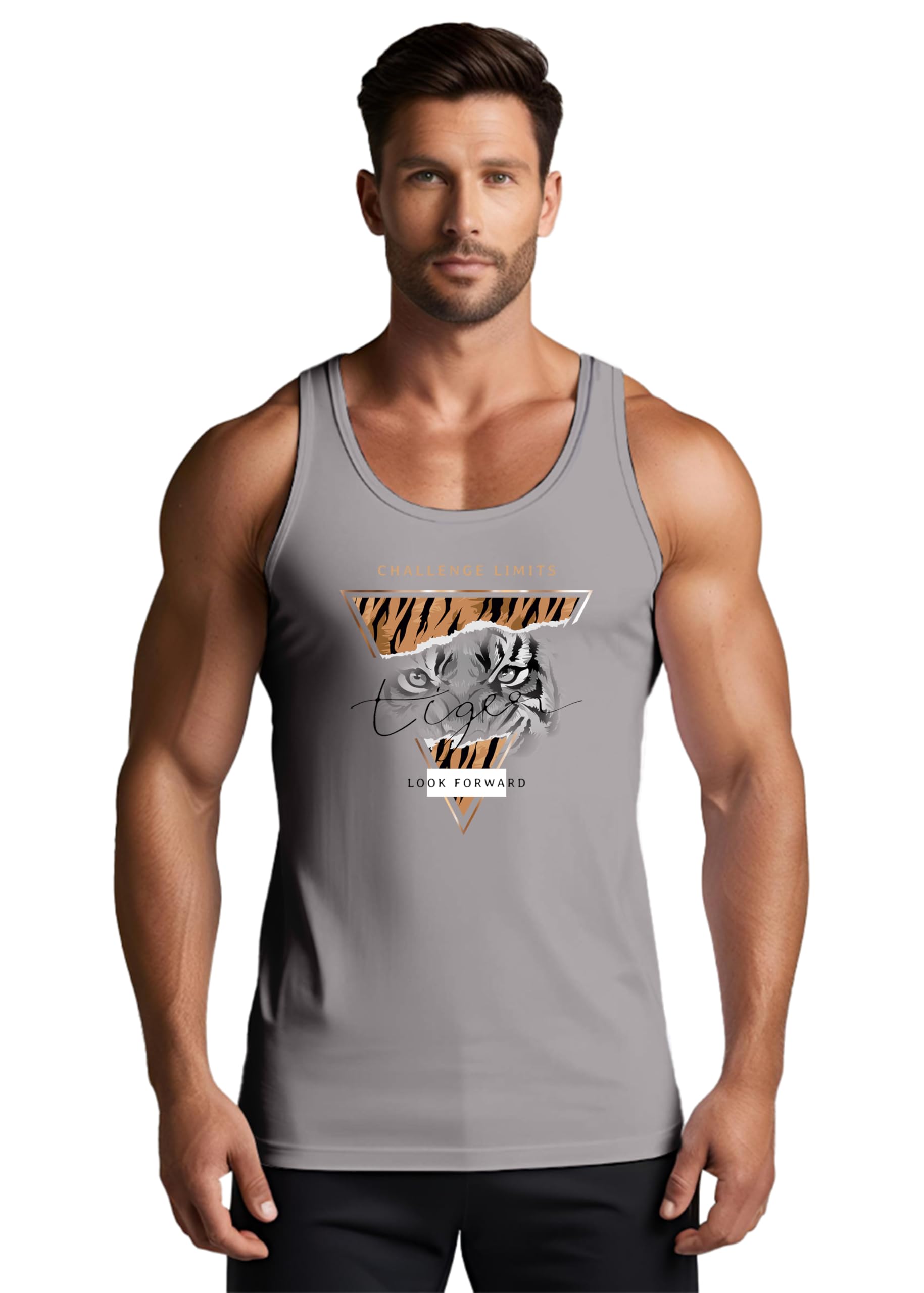 Gym Printed Cotton Tank Top Vest for Men-image-6