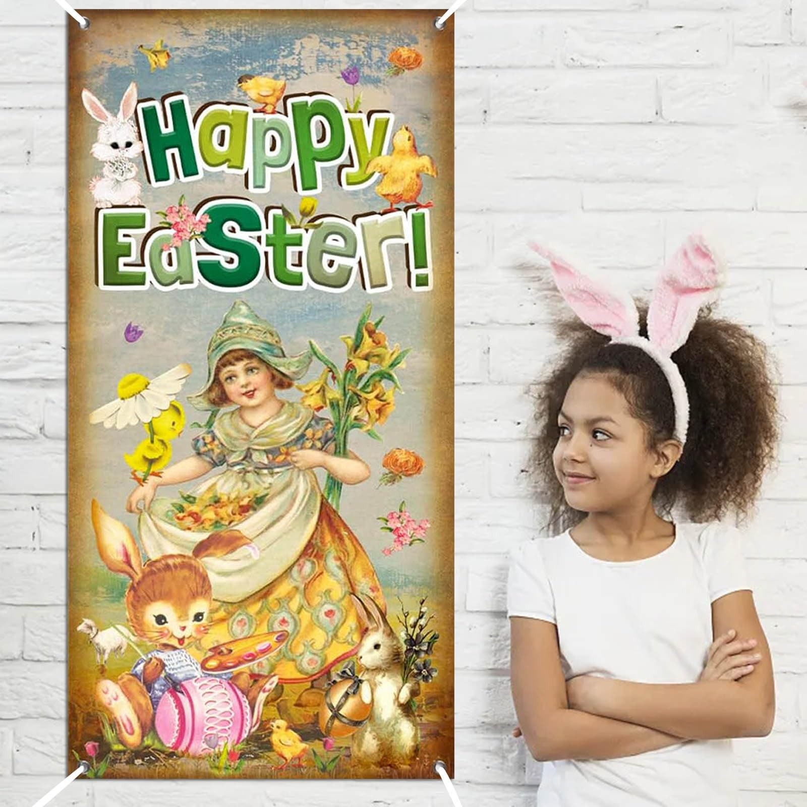 Decorazione Porta Pasqua - Striscione Coniglietto E Uova, Per Esterni E Interni - Foto 12