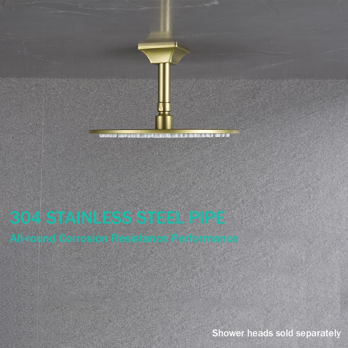 4 Inch Shower Arm and Flange Brushed Gold,Ceiling Mounted Shower Arm for Rain Shower Head image 5