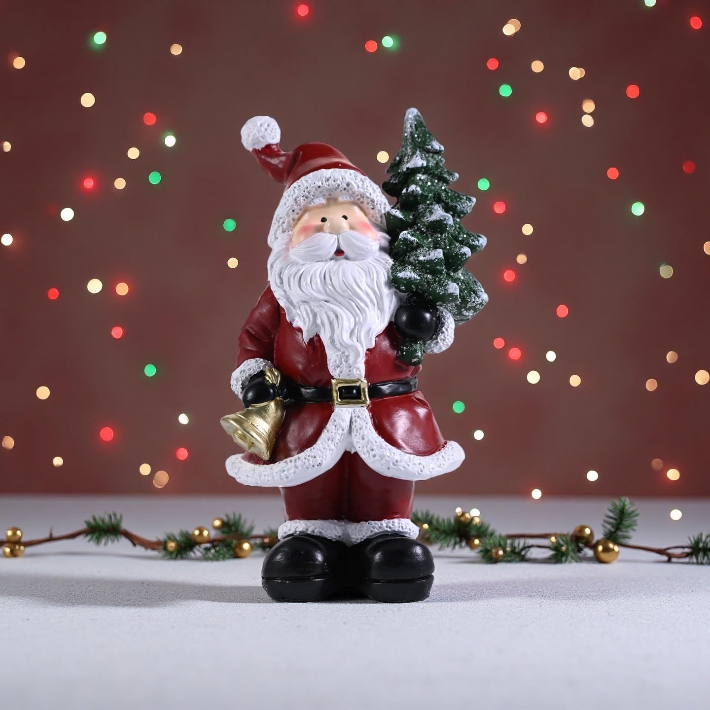 Resin Christmas Santa Carrying Christmas Tree Clearance,7 Inch Adorable Hand-Painted Tabletop Collectible Figurines Christmas Decorations for Home and Garden(Xmas)