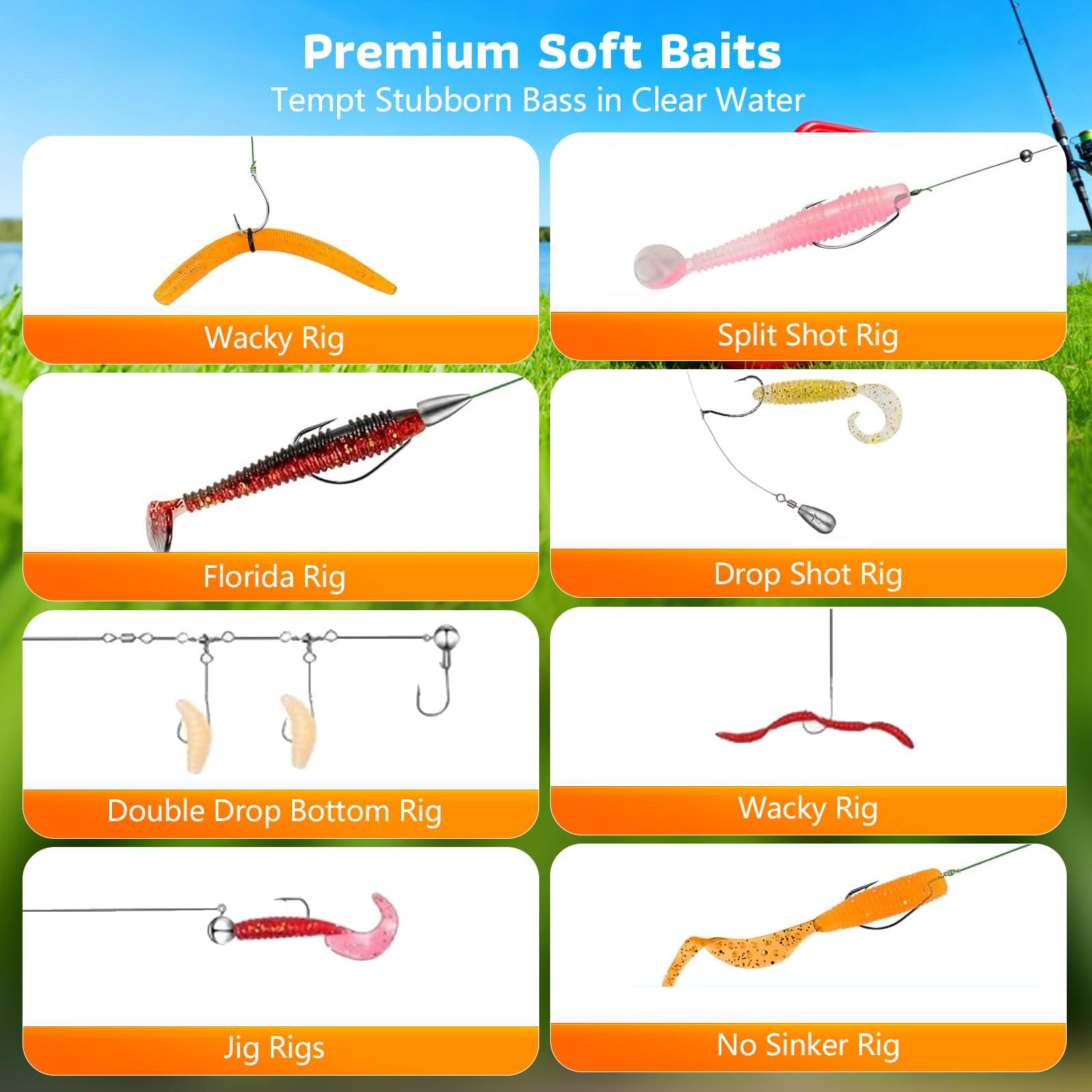 Lot de 314 accessoires de pêche avec boîte à appâts, kit d'appâts de pêche et kit d'outils avec clips à lèvres, extracteur d'hameçon, cuillère, cuillère, spinner, jigs, équipement de pêche pour - 5