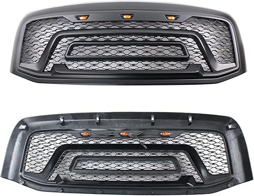 Miniatura 3 de Rebel Style - Accesorios para parrilla delantera de repuesto compatibles con Ram 1500  Ram 2500 2006-2008, kit de rejilla negra mate con luces LED