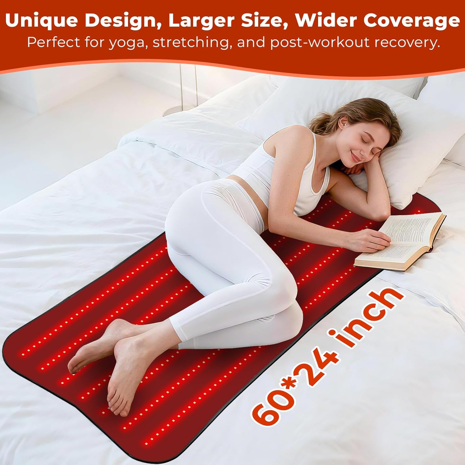 Professional Grade Red Light Therapy Mat, 60"x24" Large Red Light Pad for Body, 660nm & 850nm Red Light Portable Home Therapy Device for Men Women Elderly, Gifts for Lover Friends Family - Image 2