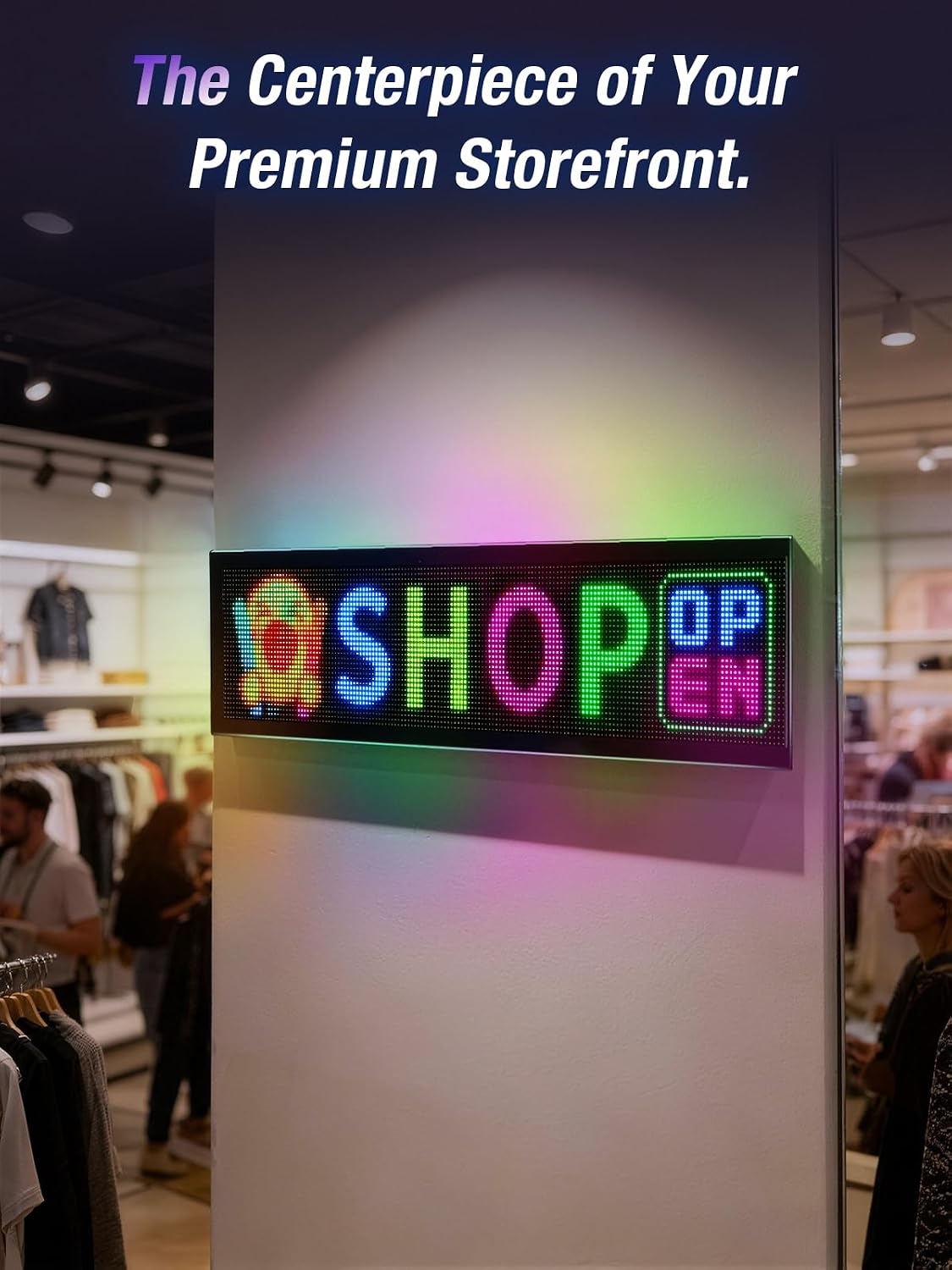 Dual Line Display LED Sign, Flexible LED Screen Remote & App Control, for Indoor Advertising, Shop Window, Car Dealership Decoration (30.7 x 7.9in) image 2