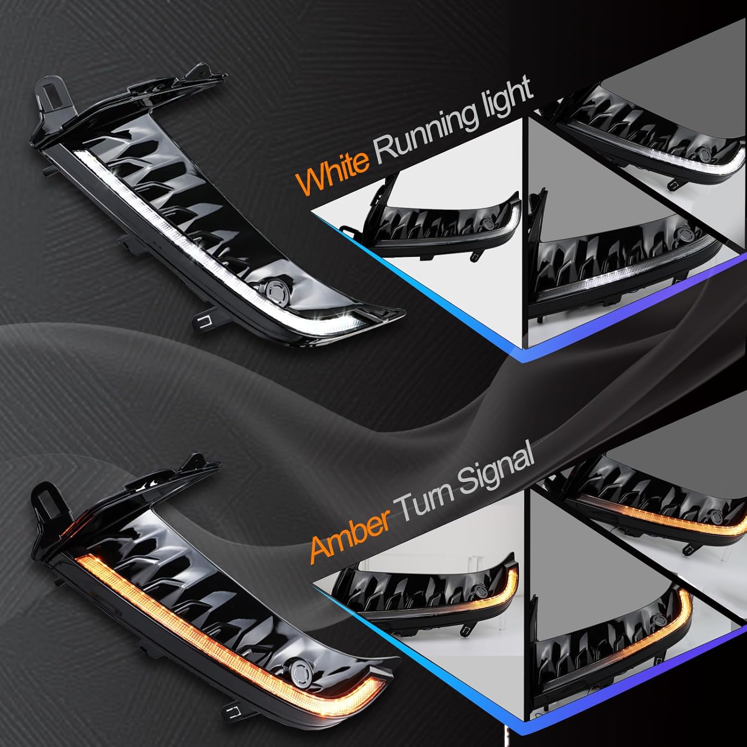 LED Daytime Running Light Front Bumper Fog Light, Switchback White DRL Amber Sequential Turn Signal, Compatible with Toyota Camry SE XSE 2025 (Not fit LE XLE)