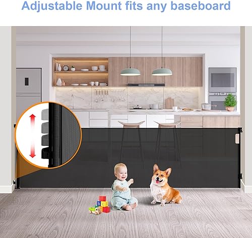 Miniatura 4 de Puertas retráctiles para bebés de 120 pulgadas extra anchas para grandes aberturas, escaleras y puertas, puertas para perros para la casa, puertas