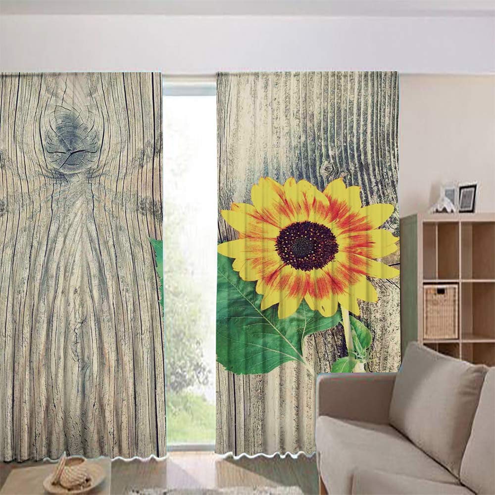 iPrint Modern Blackout Curtains for Window Treatment Blinds Finished Drapes Europe Window Curtains,Wooden Old Board Bouqet Floral Gifts of Mother Earth 108Wx84L Inch