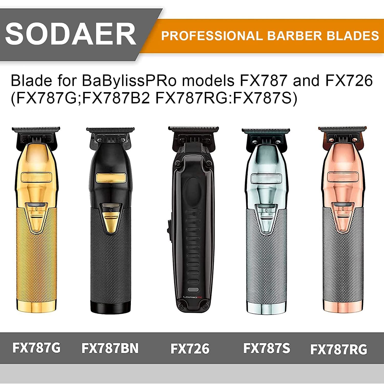 FX707ZB2 Replacement Blades Compatible with BaBylissPRO FX787 & FX726 Trimmers, for Outlining Hair Trimmers (FX787) and Trimmers (FX726) - black,3pcs