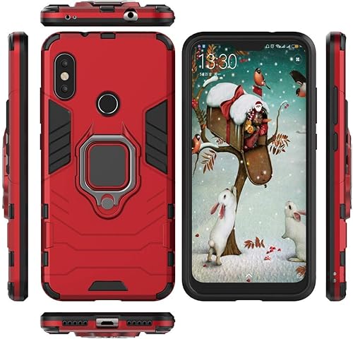 Miniatura 4 de Compatible con Mi A2 Lite, soporte de anillo de metal a prueba de golpes (funciona con soporte magnético para automóvil), cubierta resistente de