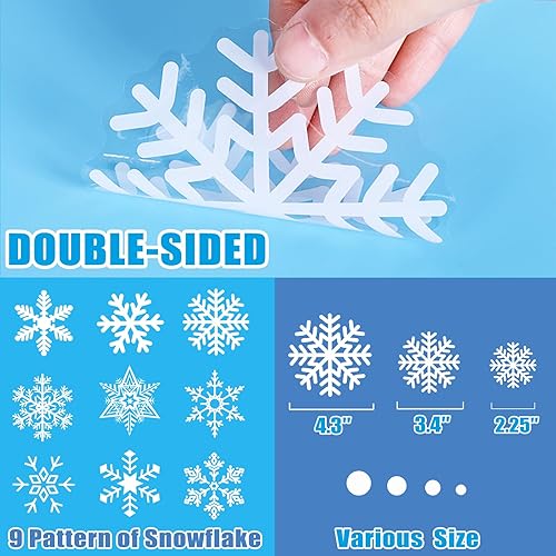 Miniatura 4 de 449 unidades + copos de nieve blancos de Navidad, calcomanías para ventana, adornos para invierno, Año Nuevo, suministros de fiesta de Navidad,