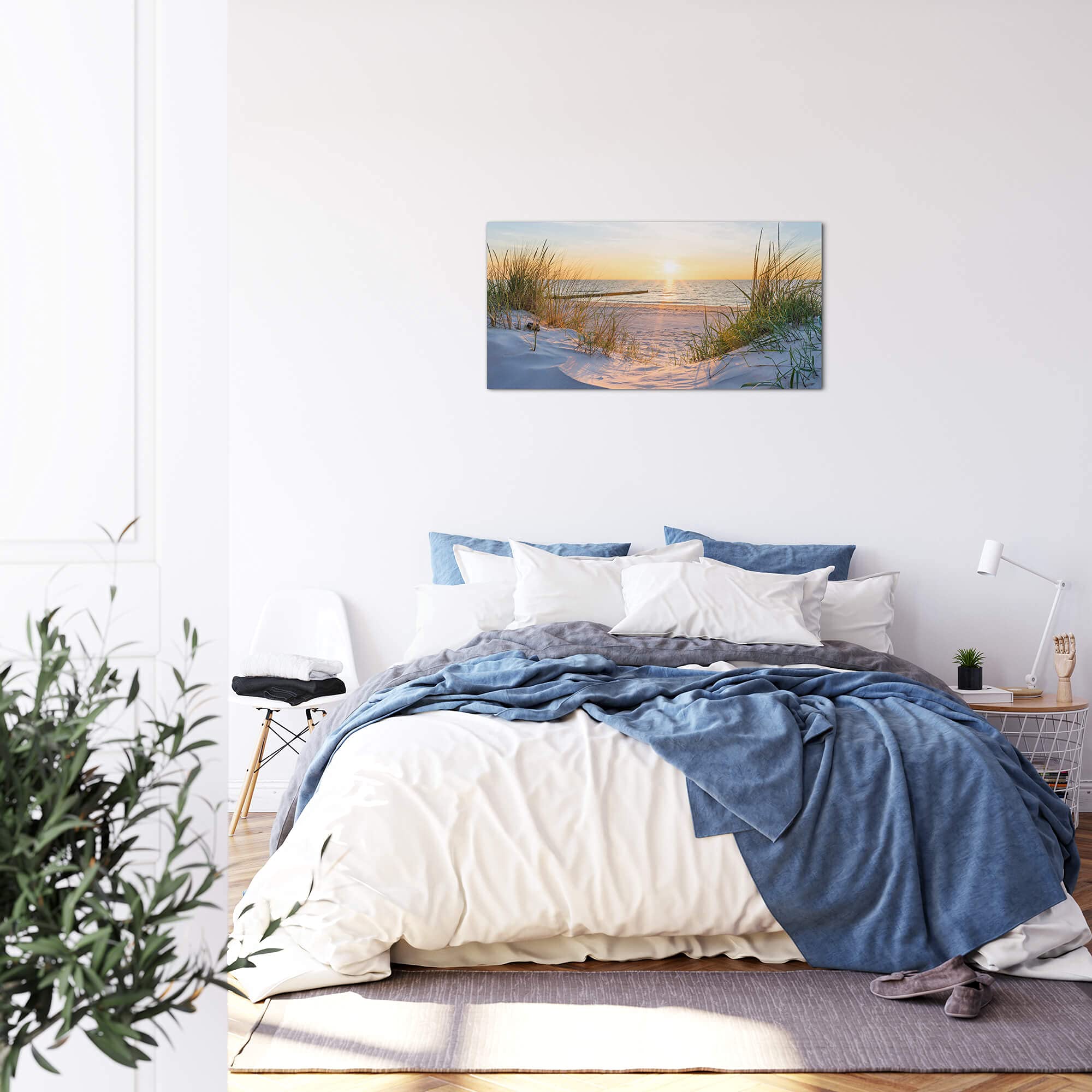 Paul Sinus Art Sonnenuntergang an der Ostsee 120x 60cm Panorama Leinwand Format Wandbilder Wohnzimmer Wohnung Deko Kunstdrucke
