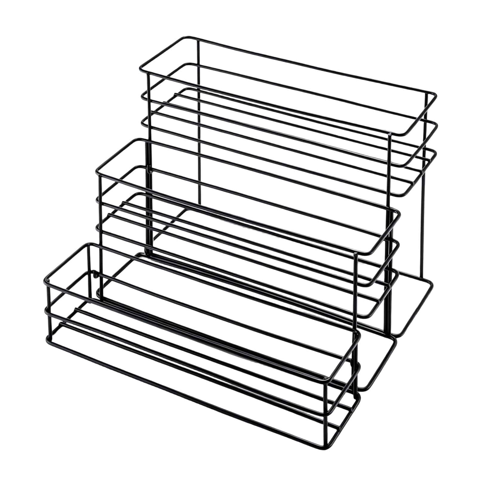 Zeiwohndc Station Organizer Rack, Black Metal Bottle Holder for Syrup, Condiment and Oil Bottles on Kitchen Counters Vinegar Holder Countertop Syrup Bottle Coffee Station Rack