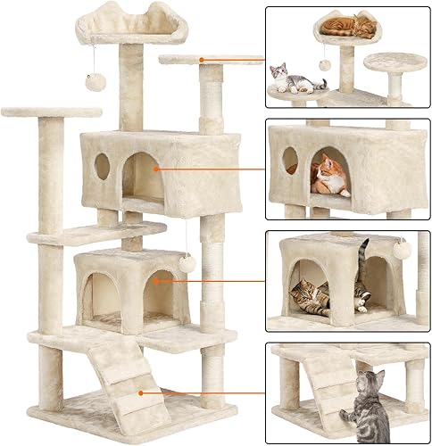 Miniatura 3 de Yaheetech 51.2 pulgadas Mueble de árbol para gato Torre Muebles para que os gatos se rasquen