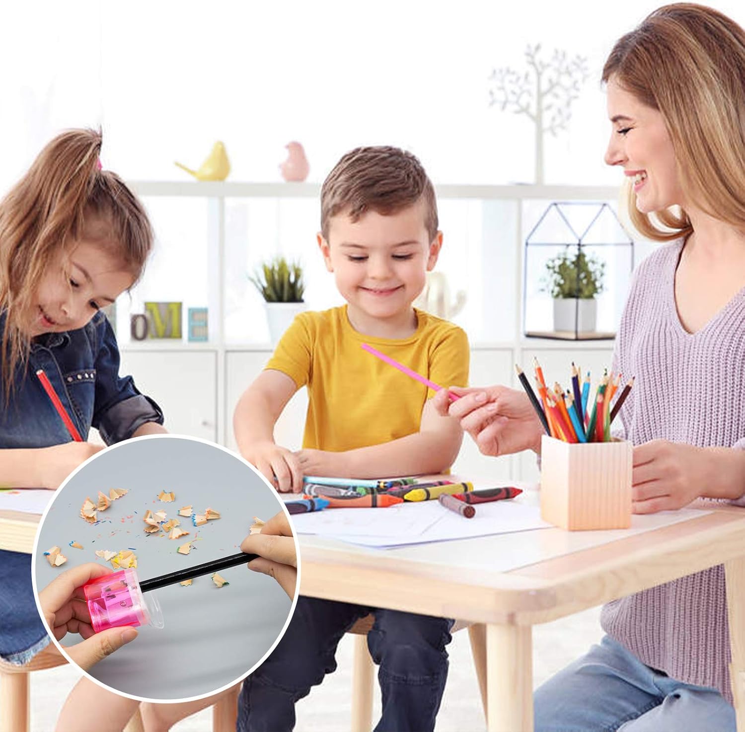 KIDMEN 12 PCS 2 Holes Small Manual Pencil Sharpener with Lid,for Kids,School : Office Products