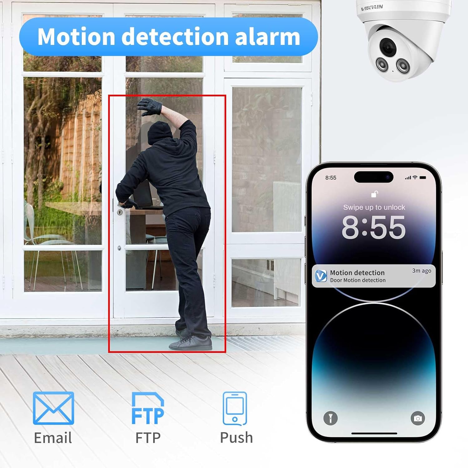VIKYLIN 【Plug & Play 4K 8CH PoE NVR Recorder and 6pcs 5MP IP PoE AI Camera,Security IP Turret Camera with Mic/Audio,Human & Vehicle Detection