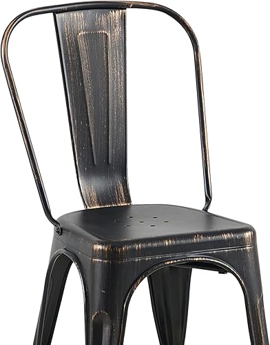 Miniatura 5 de AC Pacific Juego de 2 sillas de comedor apilables de metal para uso en interiores y exteriores, asiento apilable duradero, cocina de granja, bar,