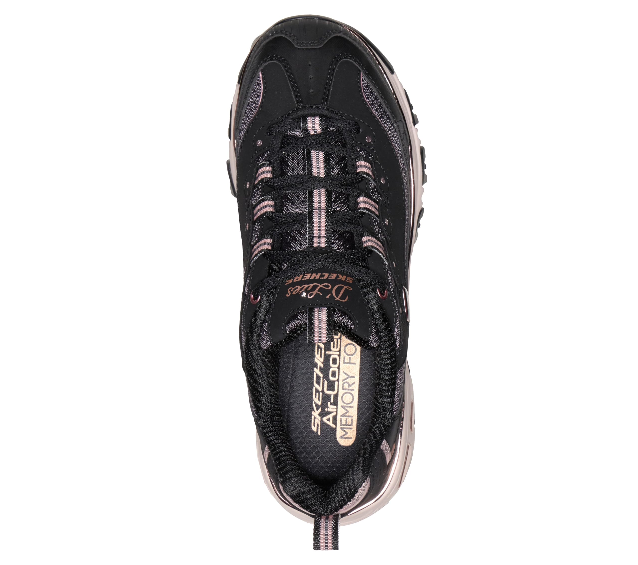 Skechers Damen D'Lites Turnschuhe, Black Duraleather/Leather/Mesh/Rose Gold Trim, 39.5 EU – Ansicht 4
