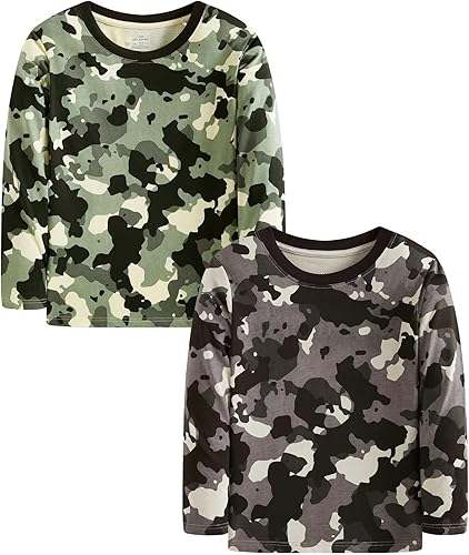 Cadidi Dinos Baby Boys Cotton Long Sleeve Tee Camo Boys Girls Crewneck Casual To