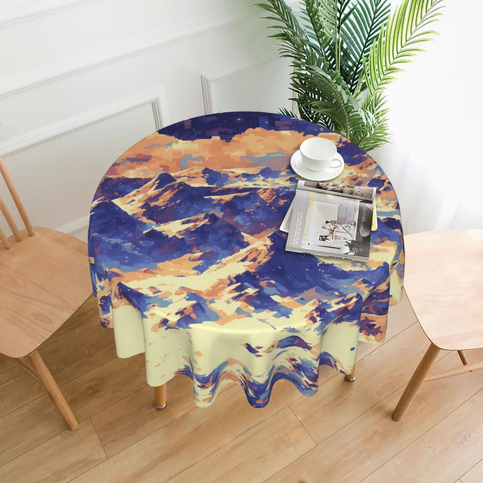 HLBSDM Mountains Printed Practical Round Tablecloth, Durable, Suitable for Home, Restaurant, Hotel, Gathering, and Decorative Table Covers