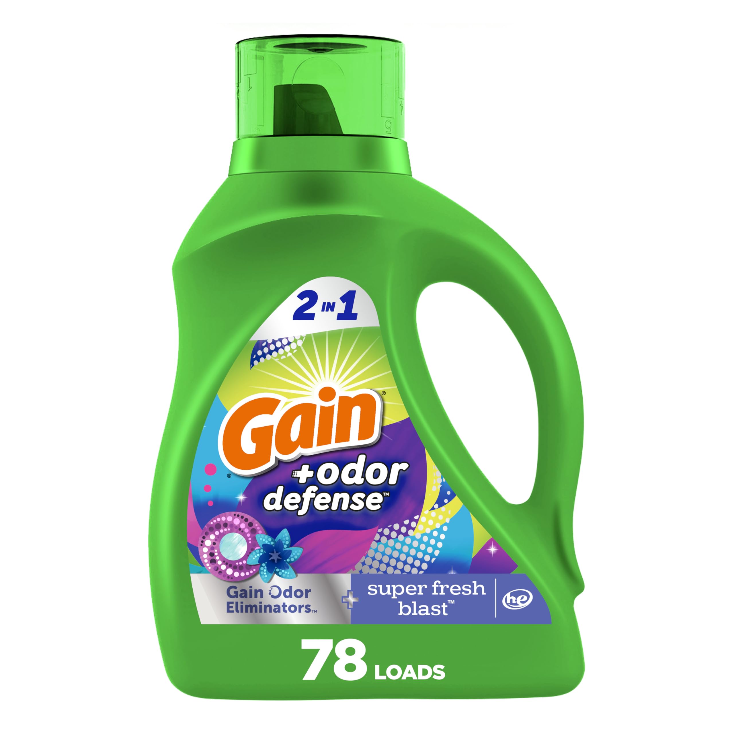 Gain Odor Defense Liquid Laundry Detergent Super Fresh Blast Scent 113 Oz (3.34L) | USA Import for Indian Homes - main product image