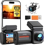 iZEEKER 4K Dashcam Voiture Avant Arrière, Wi-Fi 6 Intégré, Carte SD 32G Offerte, Caméra Dual 4K+1080P, Écran IPS 2,99", Contrôle APP, Vision Nuit, G Capteur, Enregistrement en Boucle, Mode Parking 24H