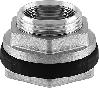 Litoexpe 1" NPT Female Thread Bulkhead Water Tank Fitting with Rubber Ring Stablizing, 304 Stainless Steel Thru-bulk Fitting