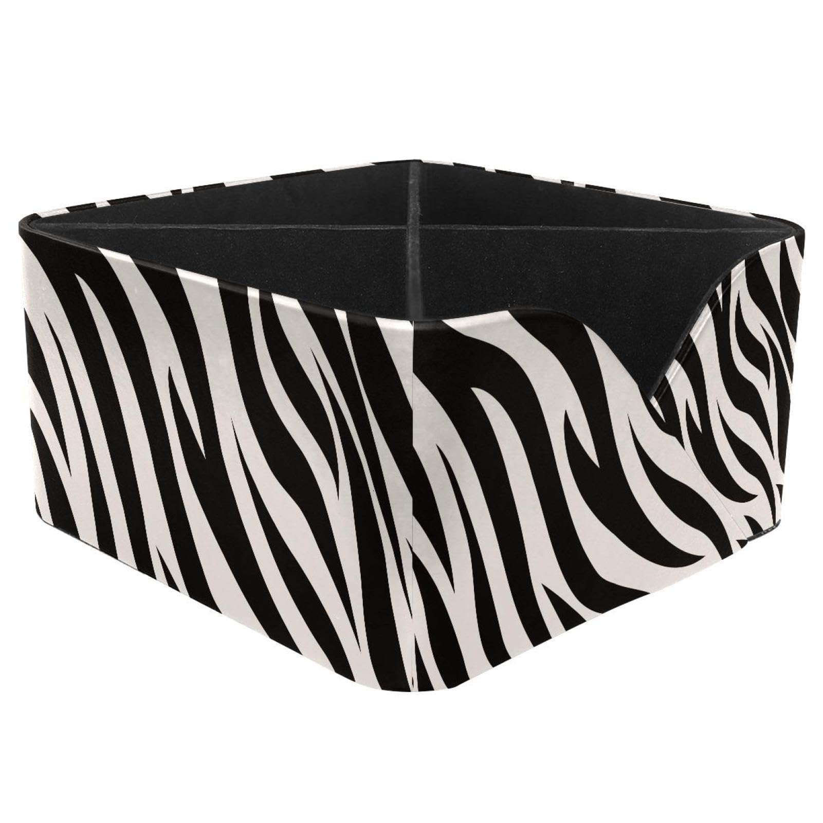 KengjuTesu Zebra Skin Stripe Desktop Organizer Pen Holder, Rectangular Pencil Cup for Office, Study and Makeup Stations