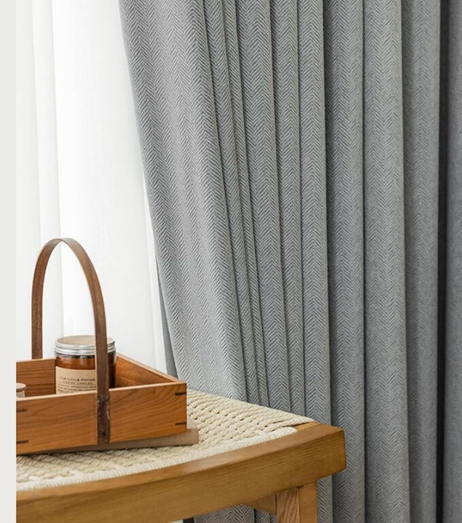 Rideaux salon occultants 102x214 rideau opaque chambre gris texturé à chevrons