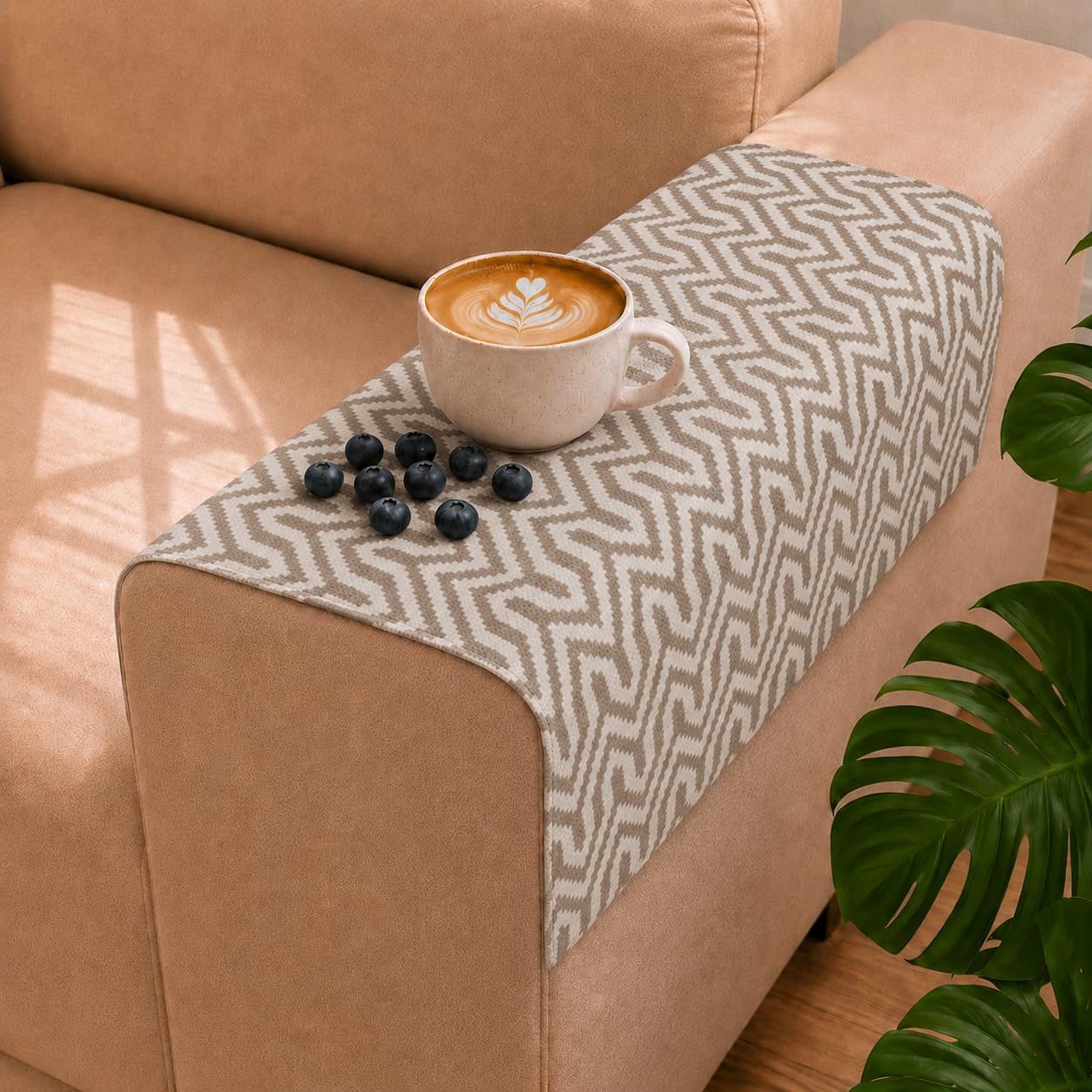 STITCHNEST 'Nomad Weave Collection' Sofa Armrest Cover | Elegant Jacquard Fabric, Washable & Durable for Modern Living (18 x 22 Inches)