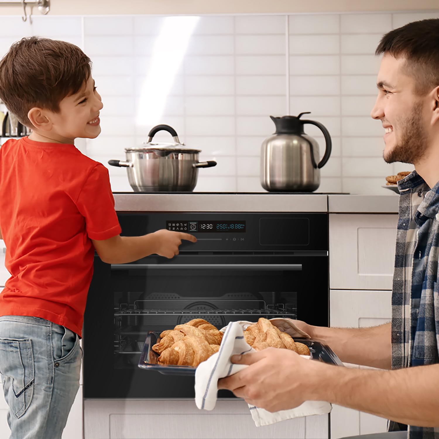 KKT KOLBE Forno da incasso 5 in 1 60 cm con microonde, AirFry, grill e vapore | 50 L | funzione pizza, ventilato, aria calda | timer automatico, display LED | EBMS4503S2