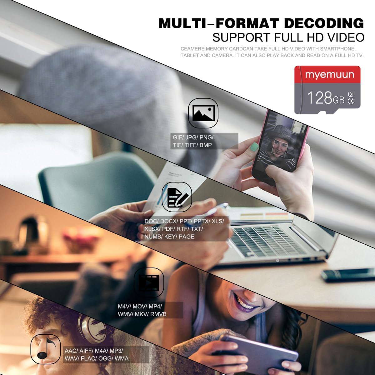 Two Pack Memory Card TF Card 128GB with Adapter, C10 UHS-1 A1, Micro Digital Card‌ for Smartphone/Printer/Personal Computer/Gaming Console/Tablet (2 x 128GB)