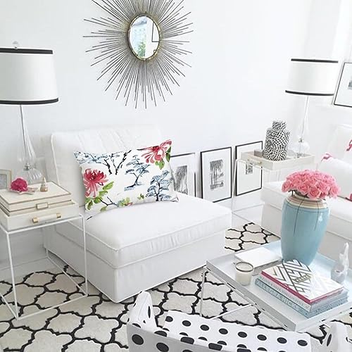 Miniatura 5 de Funda de almohada asiática de bonsái floral, rosa, azul, verde azulado, estilo chinoiserie, funda de cojín asiática, funda de cojín de 16 x 24