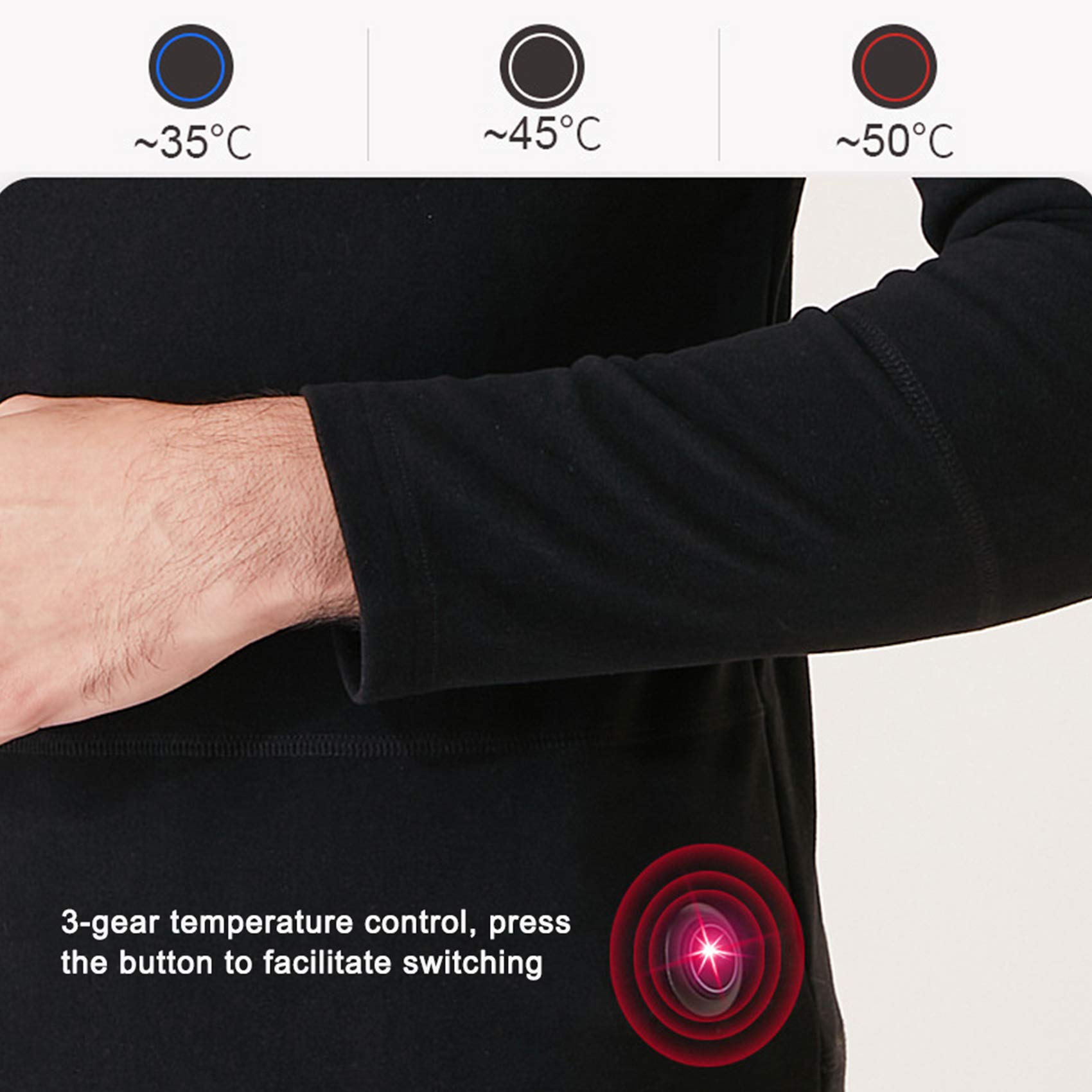Tuta Intima Termica Elettrica Riscaldata, Termostato Intelligente USB Uomo Donna Vestiti Caldi per Arrampicata sugli Sci Invernali,Viola,XXL (Nero XL)