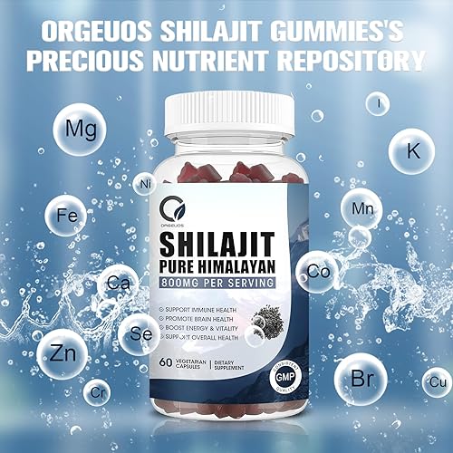 Miniatura 5 de Gomitas Shilajit orgánicas puras del Himalaya, 800 mg de resina Shilajit orgánica natural con más de 85 oligogramas, ácido fúlvico y fitonutrientes,