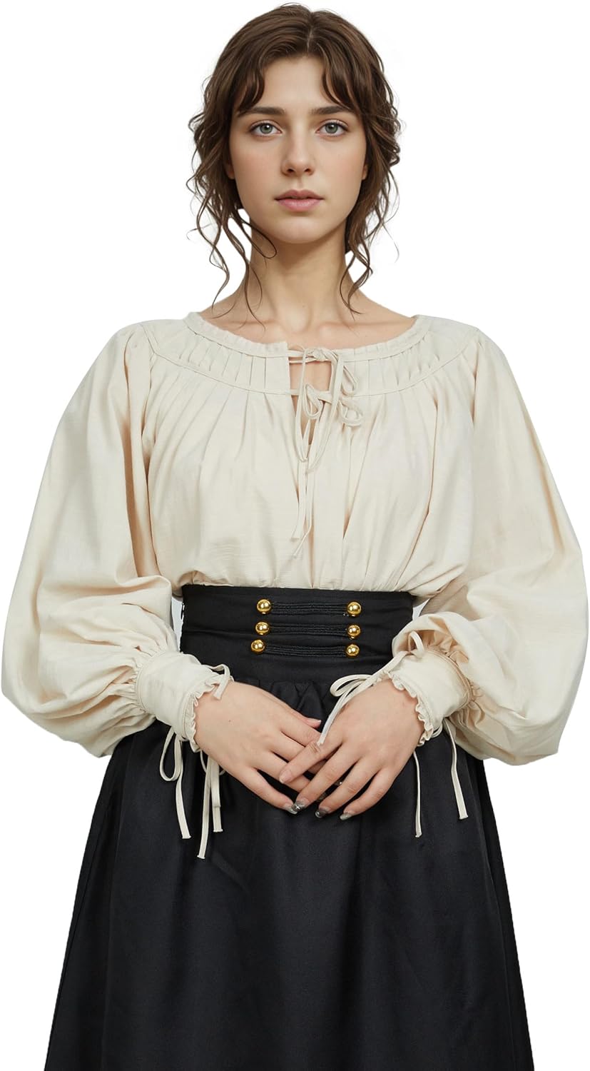 miccostumes Women's Medieval Renaissance Shirt Long Sleeve Retro Style for Halloween Cosplay Pirate Costume