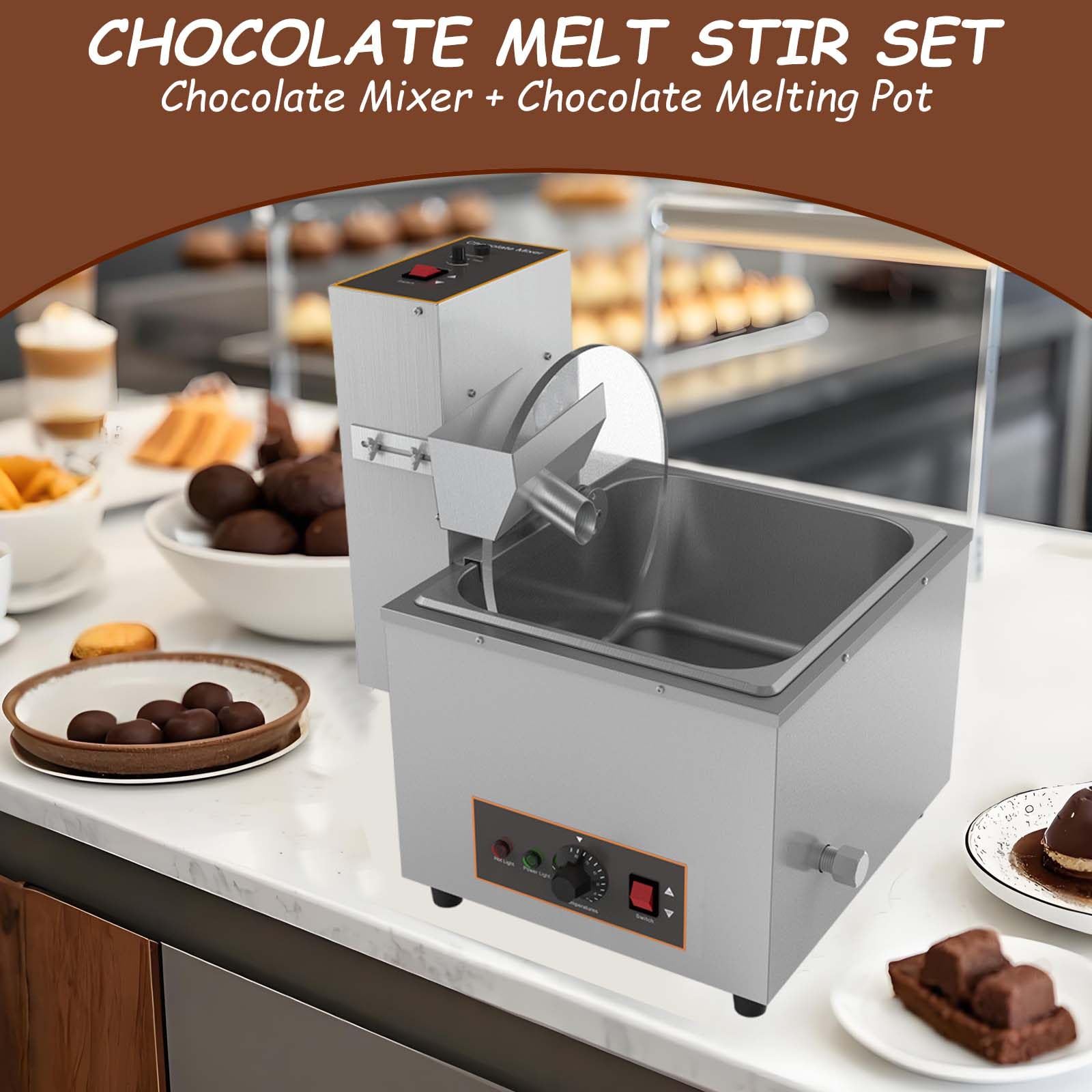 Mescolatore Elettrico per Cioccolato da Tavolo, Diametro della Ruota 28,5 Cm, Compatibile con Pentole per Fusione del Cioccolato, con Manopola Meccanica per Forno per Fusione del Cioccolato
