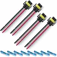 H11 Female Fog Light Wiring Pigtail Harness - 2 Connector Set, 55W, 6000K, Plug & Play