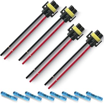 H11 Pigtail Socket H9 H8 880 881 H11 Female Wiring Harness Connector for Headlights/Fog Lights RetrofitPack of 4