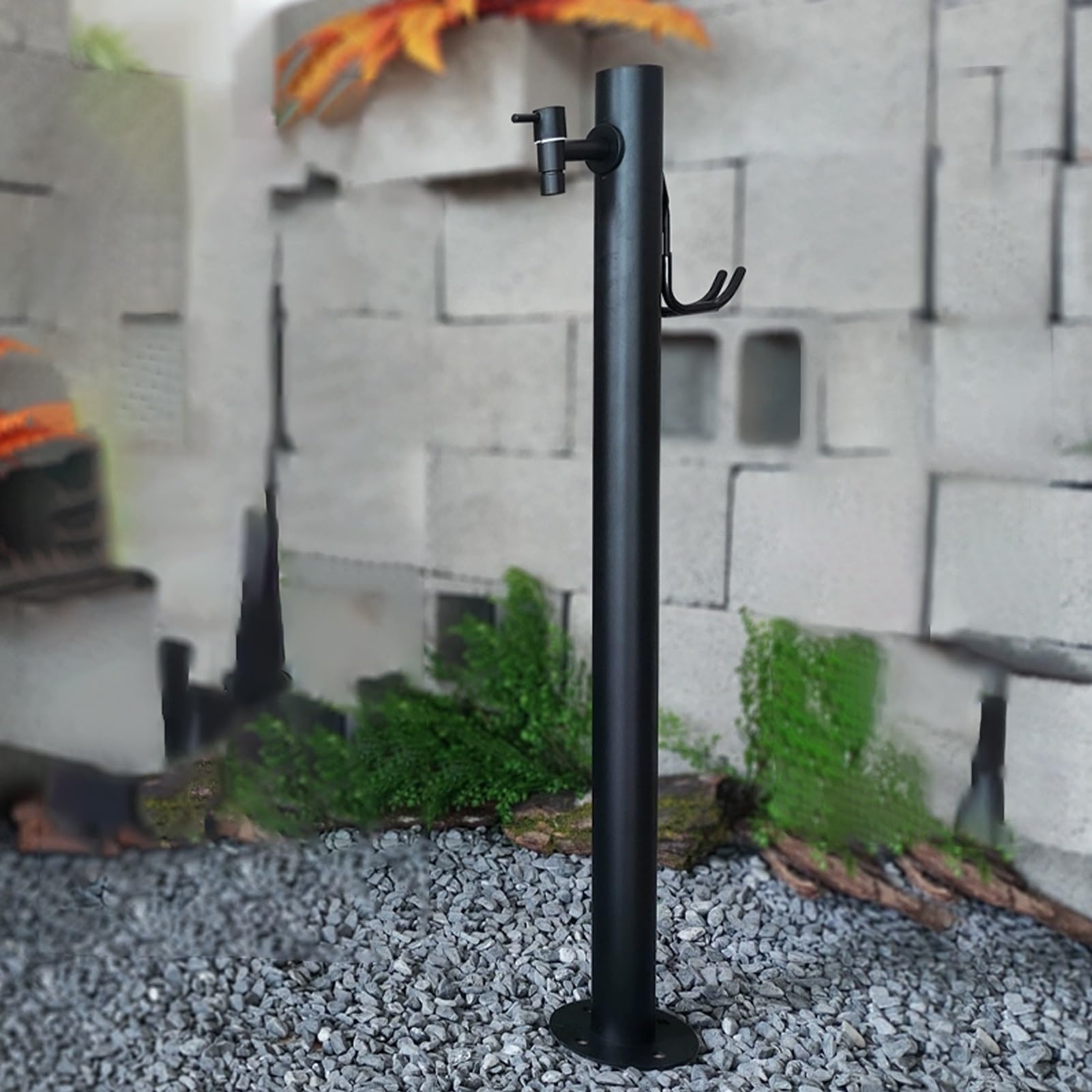 WOTZOV 304 Stainless Steel Freestanding Water Column, Outdoor Vertical Garden Hose Stand, Antifreeze Faucet Hydrant For Irrigation And Water Dispensing，Black a 95CM/37.4IN
