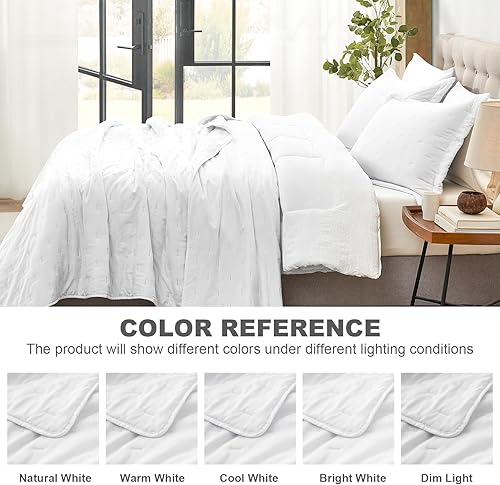 Miniatura 6 de Hansleep Juego de edredón ultrasónico ligero para decoración de cama, colcha para uso en todas las estaciones (línea blanca, matrimonialqueen, 90 x