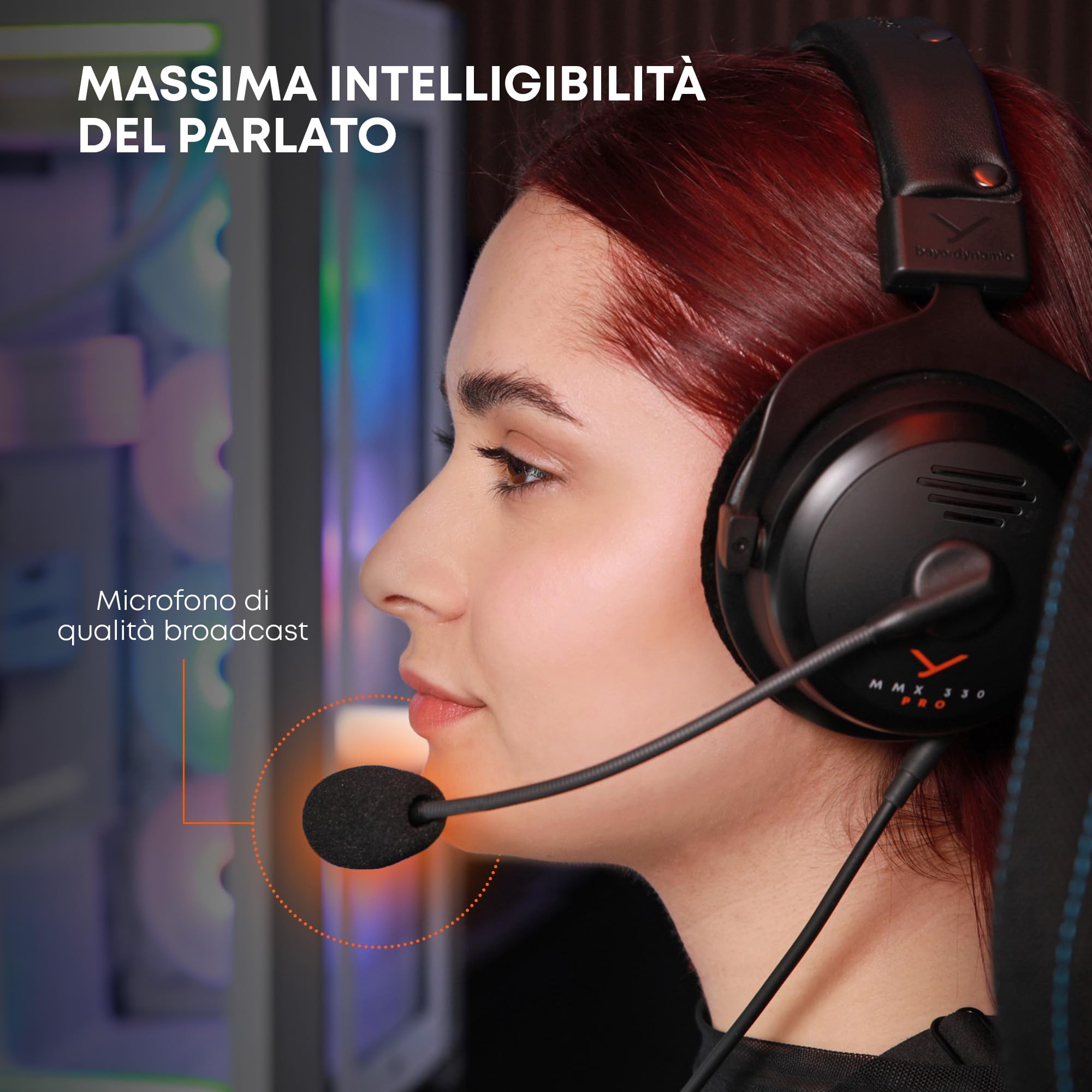 beyerdynamic MMX 330 PRO Cuffie da gaming aperte con driver STELLAR.45 e microfono a condensatore, cablate prodotte in Germania