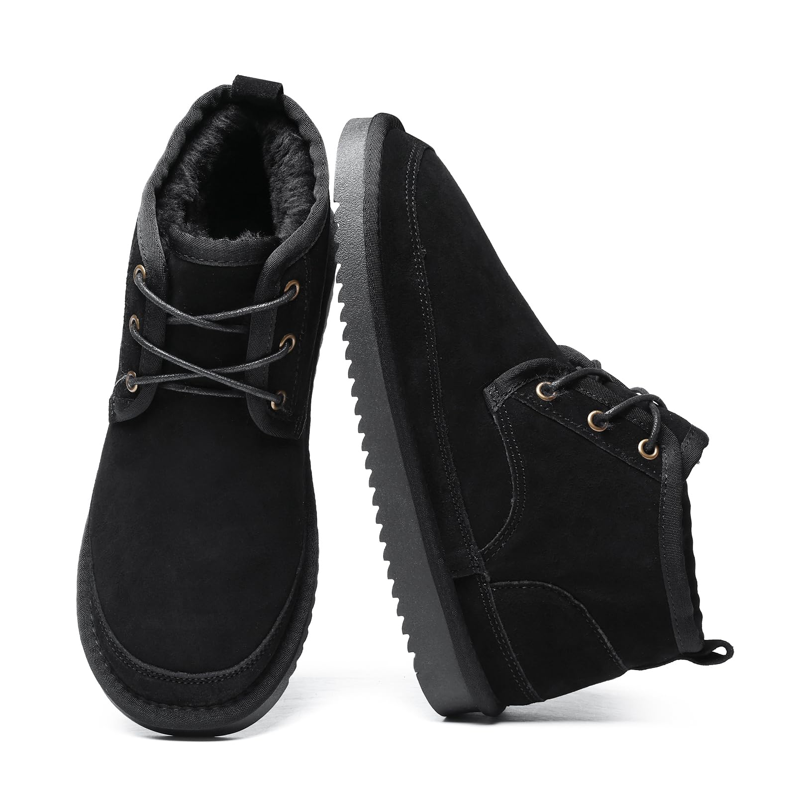 Meik Mangni Stivali da Neve Donna Stivaletti Invernali Uomo Comodi Scarpe con Calda Foderati Antiscivolo Scarponi Neve Classici Snow Boots Esterno Nero 40EU（Dimensioni della Suola 41EU）