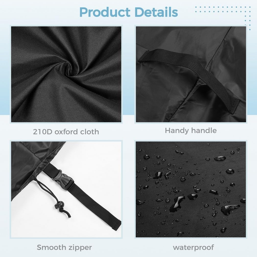 Heavy Duty Chiminea Fire Pit Cover with Weather Resistant Oxford Cloth, 24 X 48 Inches, Outdoor Patio Chiminea Cover, Adjustable Drawstring, Elastic Hem