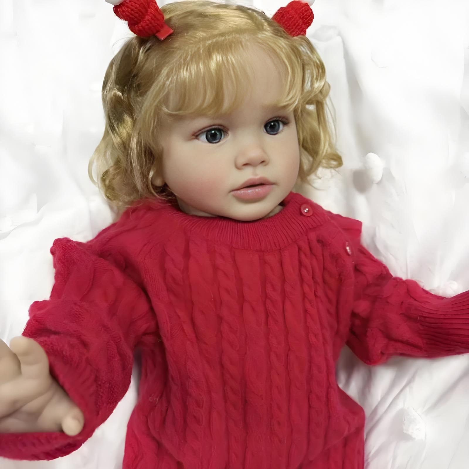 Duży rozmiar Reborn maluch lalki dziewczynka 66 cm Reborn Baby Dolls Pippa z blond kręconymi włosami, realistyczna lalka dla niemowląt