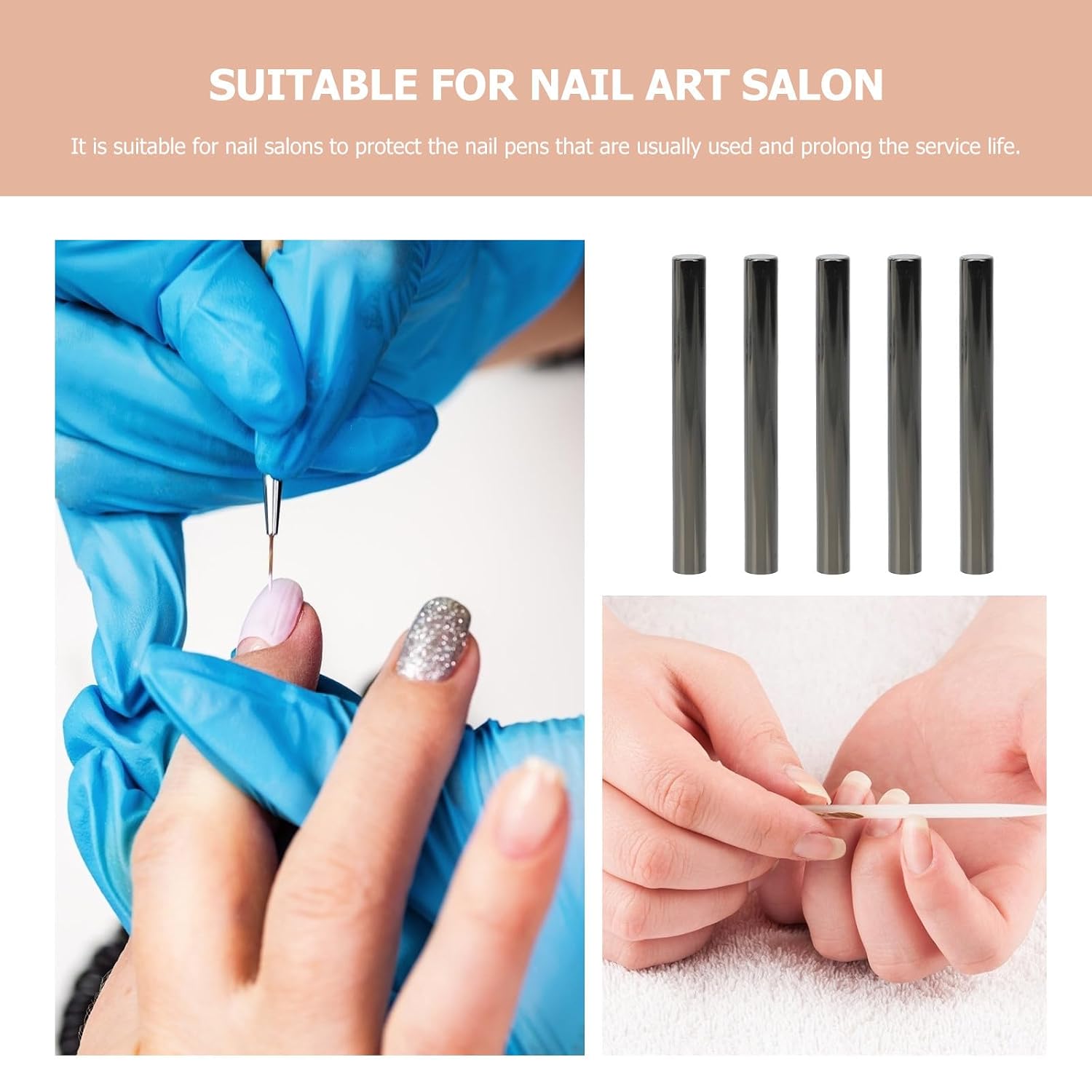 5pcs Light-proof Nail Brush Caps Zinc Alloy for 8-9mm Pens