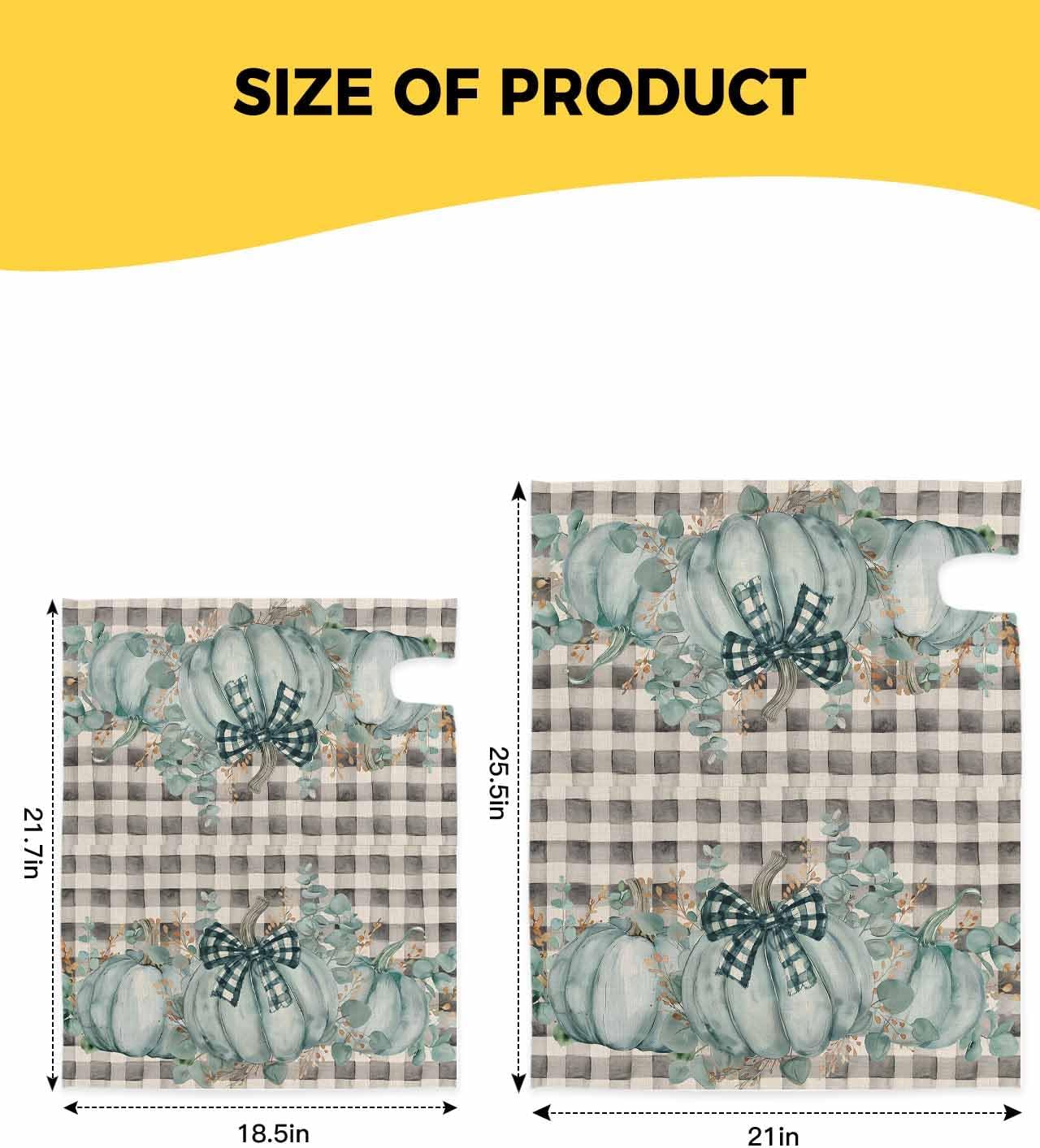 Mailbox Covers Magnetic Oversized 21x25.5In Outside Mailbox Decoration Fall Thanksgiving Green Pumpkin Eucalyptus Leaves Plaid Linen Magnetic Postbox Covers Wrap for Garden Yard Home