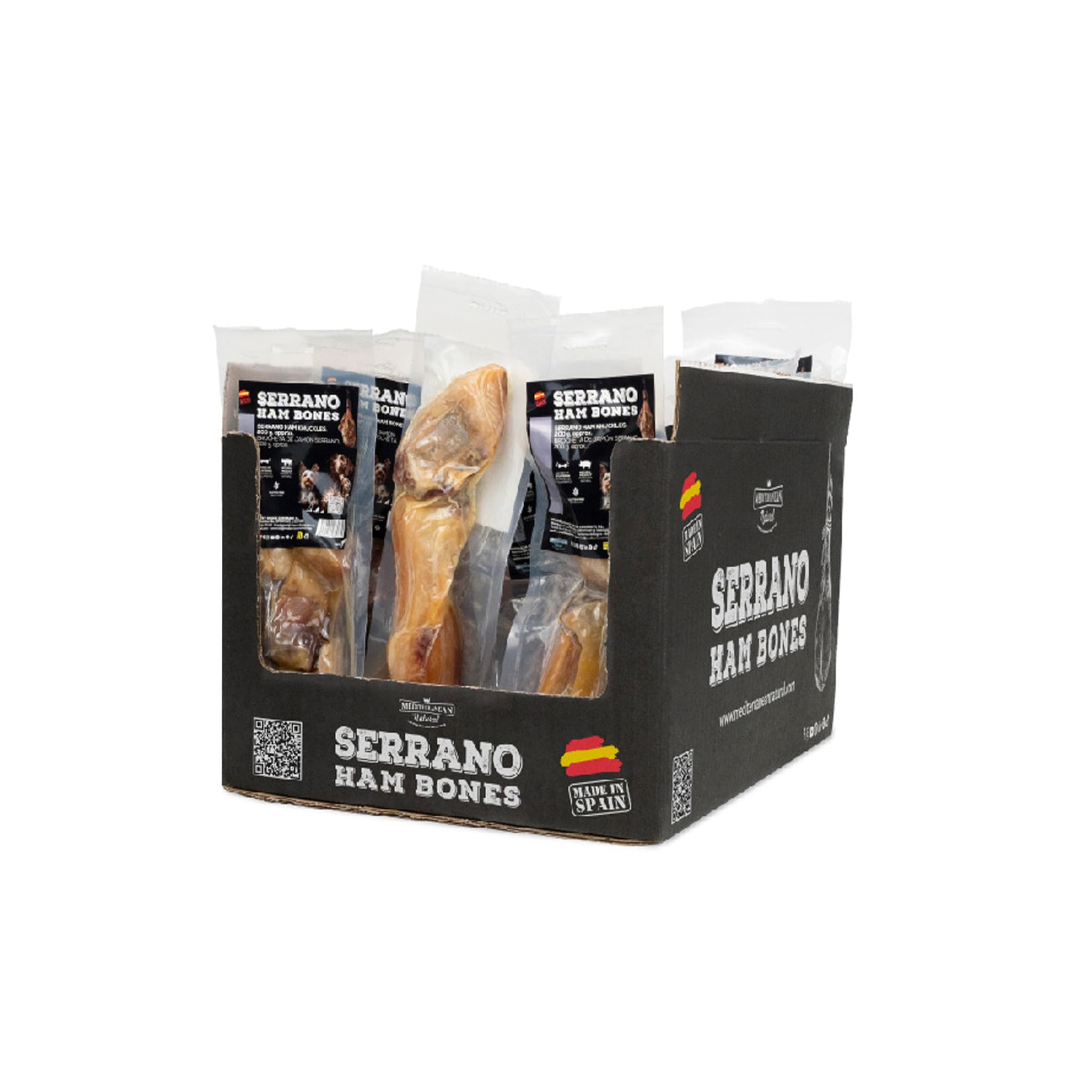 Mediterranean Natural Serrano Ham Pig Knuckles for Dogs – 6 Pack – 100% Natural Dried Pork Knuckle Dog Chews – Long-Lasting Dental Treat for Medium & Large Dogs