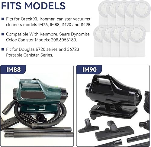 Miniatura 2 de Bolsas de vacío para aspiradoras Oreck Xl Ironman Modelo Im76, Im88, Im90 e Im98, Bolsas de polvo para aspiradora de filtración para atrapar el